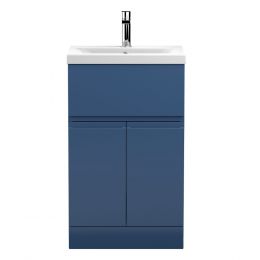 Hudson Reed Urban 500mm Freestanding 2 Door & 1 Drawer Vanity Unit with Mid Edge Basin - Satin Blue