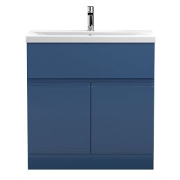 Hudson Reed Urban 800mm Freestanding 2 Door & 1 Drawer Vanity Unit with Mid Edge Basin - Satin Blue