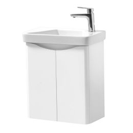 Kartell Arc 500mm Wall Mounted Cloakroom Vanity Unit & Basin - Gloss White