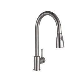 Kartell K-Vit Kitchen Mono Sink Mixer with Pull Out Spray Brushed Steel - KST004