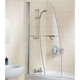 Lakes Classic Sculpted Bath Screen 860mm x 1400mm with Towel Rail