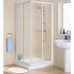 Lakes Silver Framed Corner Entry Cubicle  750mm x 1850mm High 