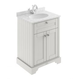 Hudson Reed Old London 600mm Cabinet & 1TH Basin with Grey Marble Top - Timeless Sand