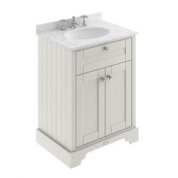Hudson Reed Old London 600mm Cabinet & 3TH Basin with Grey Marble Top - Timeless Sand