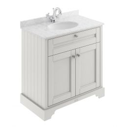 Hudson Reed Old London 800mm Cabinet & 1TH Basin with Grey Marble Top - Timeless Sand
