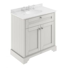 Hudson Reed Old London 800mm Cabinet & 3TH Basin with White Marble Top - Timeless Sand