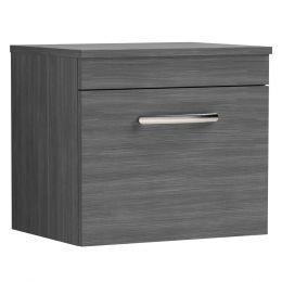 Nuie Athena 600mm Wall Hung Cabinet And Worktop - Anthracite Woodgrain