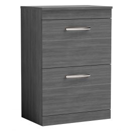 Nuie Athena 600mm 2 Drawer Floor Standing Cabinet & Worktop - Anthracite Woodgrain