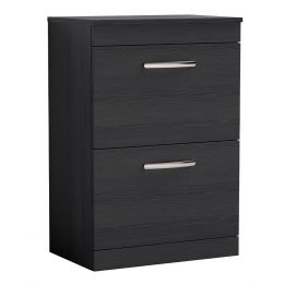 Nuie Athena 800mm 2 Drawer Floor Standing Cabinet & Worktop - Charcoal Black Woodgrain