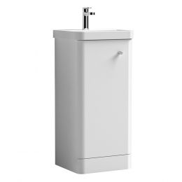 Nuie Core 400mm 1 Door Freestanding Cloakroom Vanity Unit & Basin - Gloss White