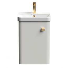 Nuie Core 400mm 1 Door Wall Hung Vanity Unit With Basin & Square Drop Handle - Gloss Grey Mist