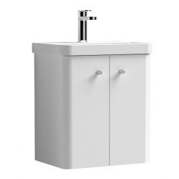 Nuie Core 500mm 2 Door Wall Hung Cloakroom Vanity Unit & Basin - Gloss White