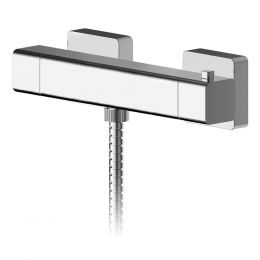 Nuie Windon Thermostatic Bottom Outlet Square Shower Bar Valve - Chrome