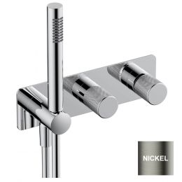 RAK Amalfi Horizontal Two Outlet Thermostatic Shower Valve with Shower Kit - Nickel