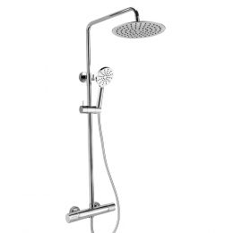 RAK Compact Round Thermostatic Bar Shower Mixer with Handset & Fixed Head - Chrome