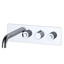 RAK Prima Tech Horizontal Two Outlet Concealed Thermostatic Shower Valve with Bath Spout - Chrome