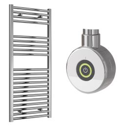 Reina Diva Electric Flat Towel Radiator with Chrome On / Off Touch Element 400mm x 1200mm - Chrome