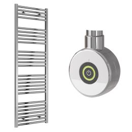 Reina Diva Electric Flat Towel Radiator with Chrome On / Off Touch Element 300mm x 1600mm - Chrome