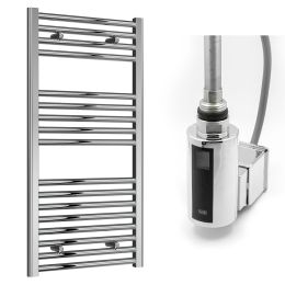 Reina Diva Electric Flat Towel Radiator with Chrome Touch Thermostatic Element 500mm x 1000mm - Chrome