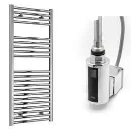 Reina Diva Electric Flat Towel Radiator with Chrome Touch Thermostatic Element 400mm x 1200mm - Chrome