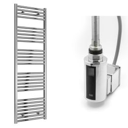 Reina Diva Electric Flat Towel Radiator with Chrome Touch Thermostatic Element 300mm x 1600mm - Chrome