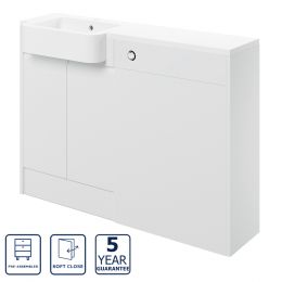 Serene Canterbury 1242mm Basin & Toilet Unit Pack Left Hand - White Gloss