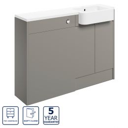 Serene Canterbury 1242mm Basin & Toilet Unit Pack Right Hand - Pearl Grey Gloss