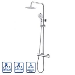 Serene Jolie Cool Touch Thermostatic Bar Shower Valve with Sliding Rail Kit & Fixed Head - Chrome