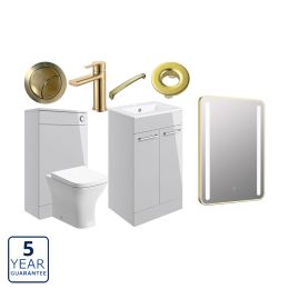 Serene Oxford 510mm Grey Gloss Furniture Pack with Brass Finishes
