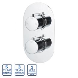Serene Redonda Thermostatic Two Outlet Twin Shower Valve - Chrome