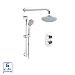 Serene Concealed Cistern Dual Push Button Cover Brushed Brass - Rod -  SERB106325 - Shower Trays UK