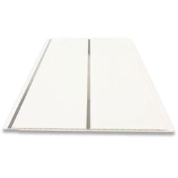 Storm AQ250 PVC Wall & Ceiling Panel Pack 250mm Wide x 2700mm High x 7mm Depth - White Gloss Silver Embedded