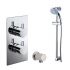 Electra Twin Round Concealed Thermostatic Shower Valve with Outlet Elbow and Sliding Rail Kit