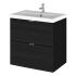 Hudson Reed Fusion Wall Hung 500mm 2 Drawer Vanity Unit & Basin - Charcoal Black Woodgrain