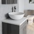 Kartell Purity 600mm Wall Mounted 2 Drawer Vanity Unit with Ceramic Worktop & Bowl - Storm Grey Gloss