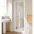 Lakes Semi-Frameless White Easy-Fit Double Sliding Door Offset Quadrant Shower Enclosure 1000mm x 800mm x 1850mm High