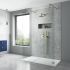 Nuie 1000mm Wetroom Shower Screen & Support Bar - Brushed Brass