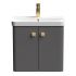 Nuie Core 600mm 2 Door Wall Hung Vanity Unit With Basin & Square Drop Handle - Gloss Grey