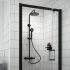 Nuie Round Thermostatic Shower Mixer with Handset & Fixed Head - Matt Black